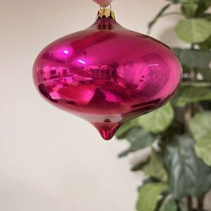 Handblown Department 56 Pink 5" Mercury Glass Tear Drop Ornament  #4829-1